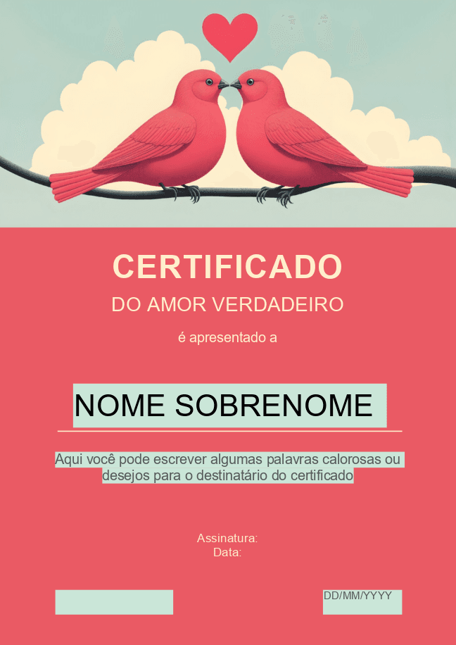 Certificado de amor verdadeiro 1